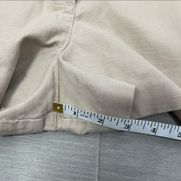 Aritzia Wilfred Marne Cairo Beige High Waisted Tie Front Paperbag Linen Shorts 8 - Picture 16 of 16